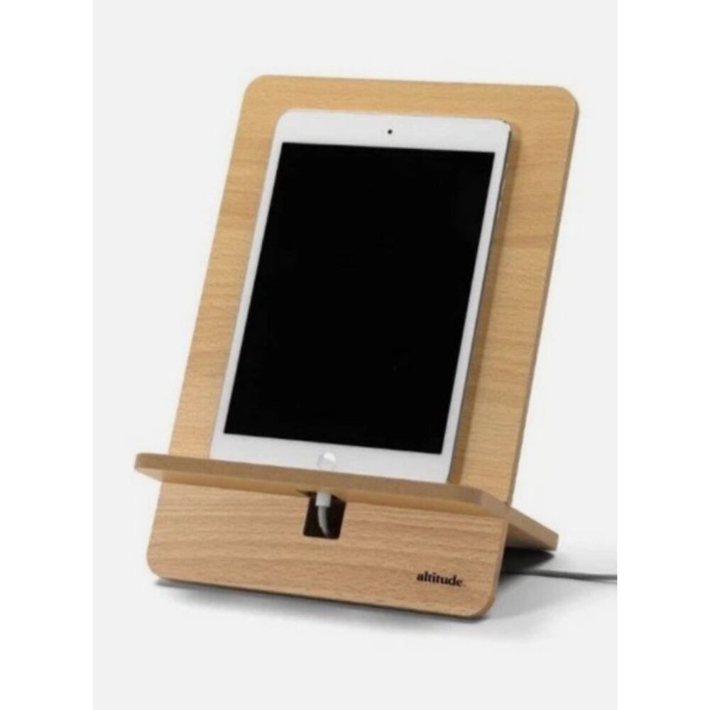 Altitude Tech Stand Bamboo Adjustable Eco-Friendly Tablet & Phone Holder For Des